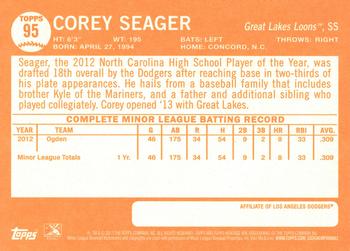 2013 Topps Heritage Minor League #95 Corey Seager Back