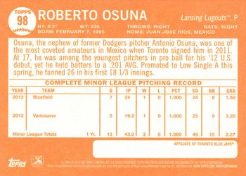 2013 Topps Heritage Minor League #98 Roberto Osuna Back