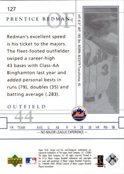 2003 Upper Deck Game Face #127 Prentice Redman Back