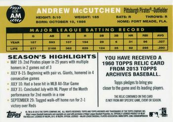2013 Topps Archives - 1960 Relics #60R-AM Andrew McCutchen Back