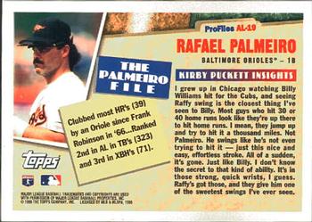 1996 Topps - Profiles by Kirby Puckett AL #AL-19 Rafael Palmeiro Back