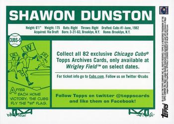 2013 Topps Archives Chicago Cubs #CUBS-5 Shawon Dunston Back