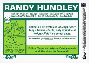 2013 Topps Archives Chicago Cubs #CUBS-33 Randy Hundley Back