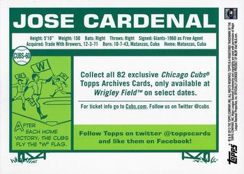 2013 Topps Archives Chicago Cubs #CUBS-60 Jose Cardenal Back