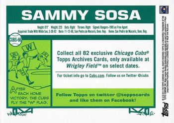 2013 Topps Archives Chicago Cubs #CUBS-66 Sammy Sosa Back