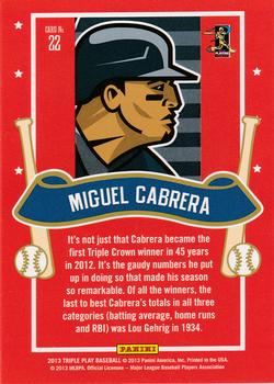 2013 Panini Triple Play - All-Stars #22 Miguel Cabrera Back
