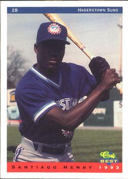 1993 Classic Best Hagerstown Suns #13 Santiago Henry Front