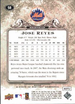 2008 Upper Deck A Piece of History #58 Jose Reyes Back