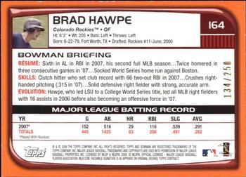2008 Bowman - Orange #164 Brad Hawpe Back