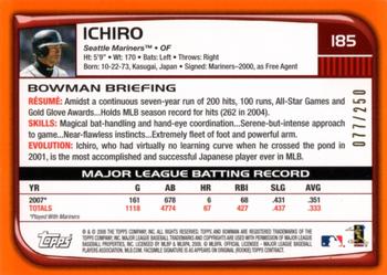 2008 Bowman - Orange #185 Ichiro Suzuki Back