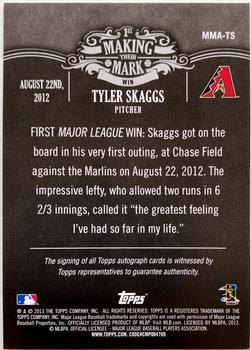 2013 Topps - Making Their Mark Autographs #MMA-TS Tyler Skaggs Back