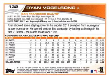 2013 Topps - Silver Slate Blue Sparkle #132 Ryan Vogelsong Back