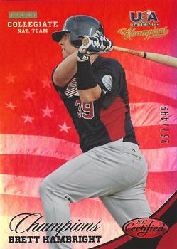 2013 Panini USA Baseball Champions - National Team Mirror Red #136 Brett Hambright Front