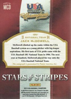 2013 Panini USA Baseball Champions - Stars and Stripes Signatures #MCD Jack McDowell Back