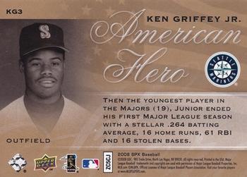 2008 SPx - Ken Griffey Jr. American Hero #KG3 Ken Griffey Jr. Back