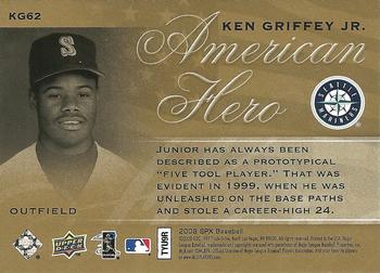 2008 SPx - Ken Griffey Jr. American Hero #KG62 Ken Griffey Jr. Back