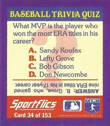 1990 Sportflics - Magic Motion Trivia Cards #34 Most Valuable Players Back