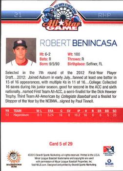 2013 Brandt South Atlantic League North Division All-Stars #5 Robert Benincasa Back