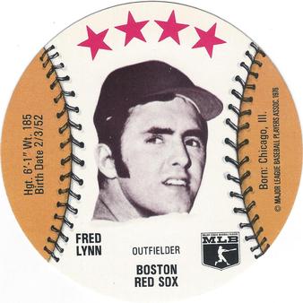 1976 Isaly's/Sweet William Discs #NNO Fred Lynn Front