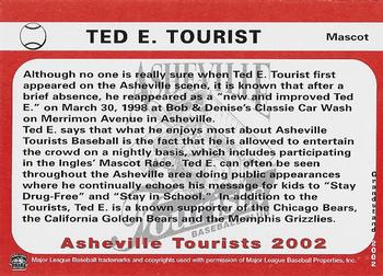 2002 Grandstand Asheville Tourists #NNO Ted E. Tourist Back