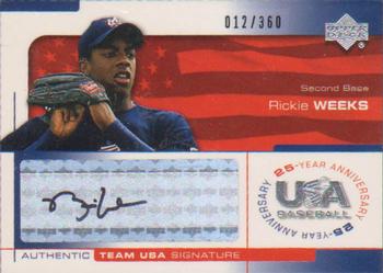 2004 Upper Deck USA 25th Anniversary - Signatures Black Ink #WEEK Rickie Weeks Front