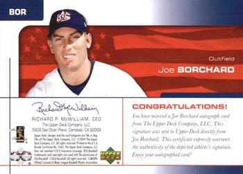 2004 Upper Deck USA 25th Anniversary - Signatures Green Ink #BOR Joe Borchard Back