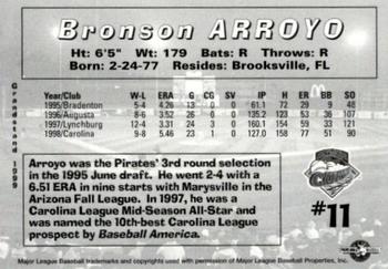 1999 Grandstand Altoona Curve #NNO Bronson Arroyo Back