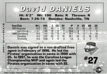 1999 Grandstand Altoona Curve #NNO David Daniels Back