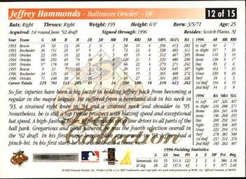 1997 Score Baltimore Orioles #12 Jeffrey Hammonds Back