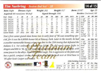 1997 Score Boston Red Sox - Platinum Team #14 Tim Naehring Back