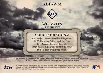 2013 Bowman Inception - Logo Patch Autographs #ALP-WM Wil Myers Back