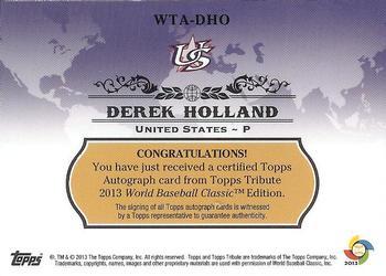 2013 Topps Tribute WBC - Autographs Sepia #WTA-DHO Derek Holland Back