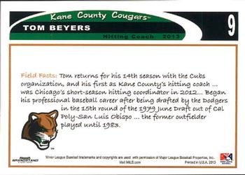 2013 Grandstand Kane County Cougars #7 Tom Beyers Back