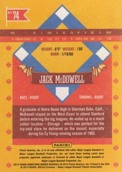 2013 Panini Hometown Heroes #74 Jack McDowell Back