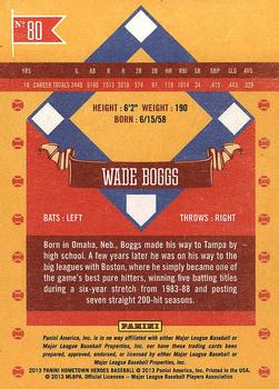 2013 Panini Hometown Heroes #80 Wade Boggs Back