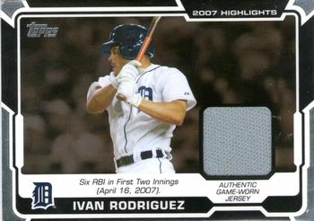 2008 Topps - 2007 Highlights Relics #HR-IR Ivan Rodriguez Front