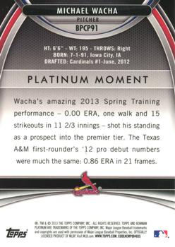 2013 Bowman Platinum - Chrome Prospects Refractors #BPCP91 Michael Wacha Back