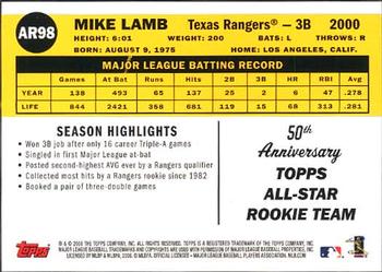 2008 Topps - All-Rookie Team 50th Anniversary #AR98 Mike Lamb Back