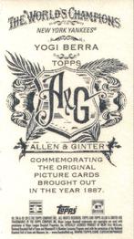 2013 Topps Allen & Ginter - Mini No Card Number #NNO Yogi Berra Back