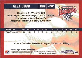 2007 Grandstand Hudson Valley Renegades #5 Alex Cobb Back