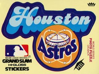 1978 Fleer Grand Slam Hi-Gloss Stickers #NNO Houston Astros Team (Yellow) Front