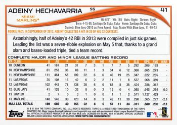 2014 Topps #41 Adeiny Hechavarria Back