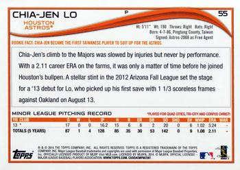 2014 Topps #55 Chia-Jen Lo Back