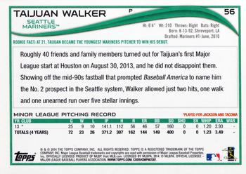 2014 Topps #56 Taijuan Walker Back