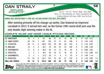 2014 Topps #58 Dan Straily Back