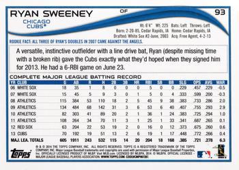 2014 Topps #93 Ryan Sweeney Back