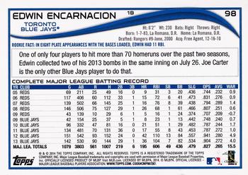 2014 Topps #98 Edwin Encarnacion Back