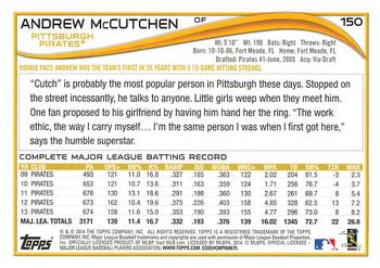 2014 Topps #150 Andrew McCutchen Back