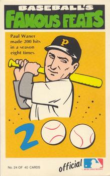 1973 Fleer Official Major League Patches - Famous Feats #24 Paul Waner Front