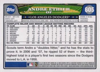 2008 Topps - Gold Foil #605 Andre Ethier Back